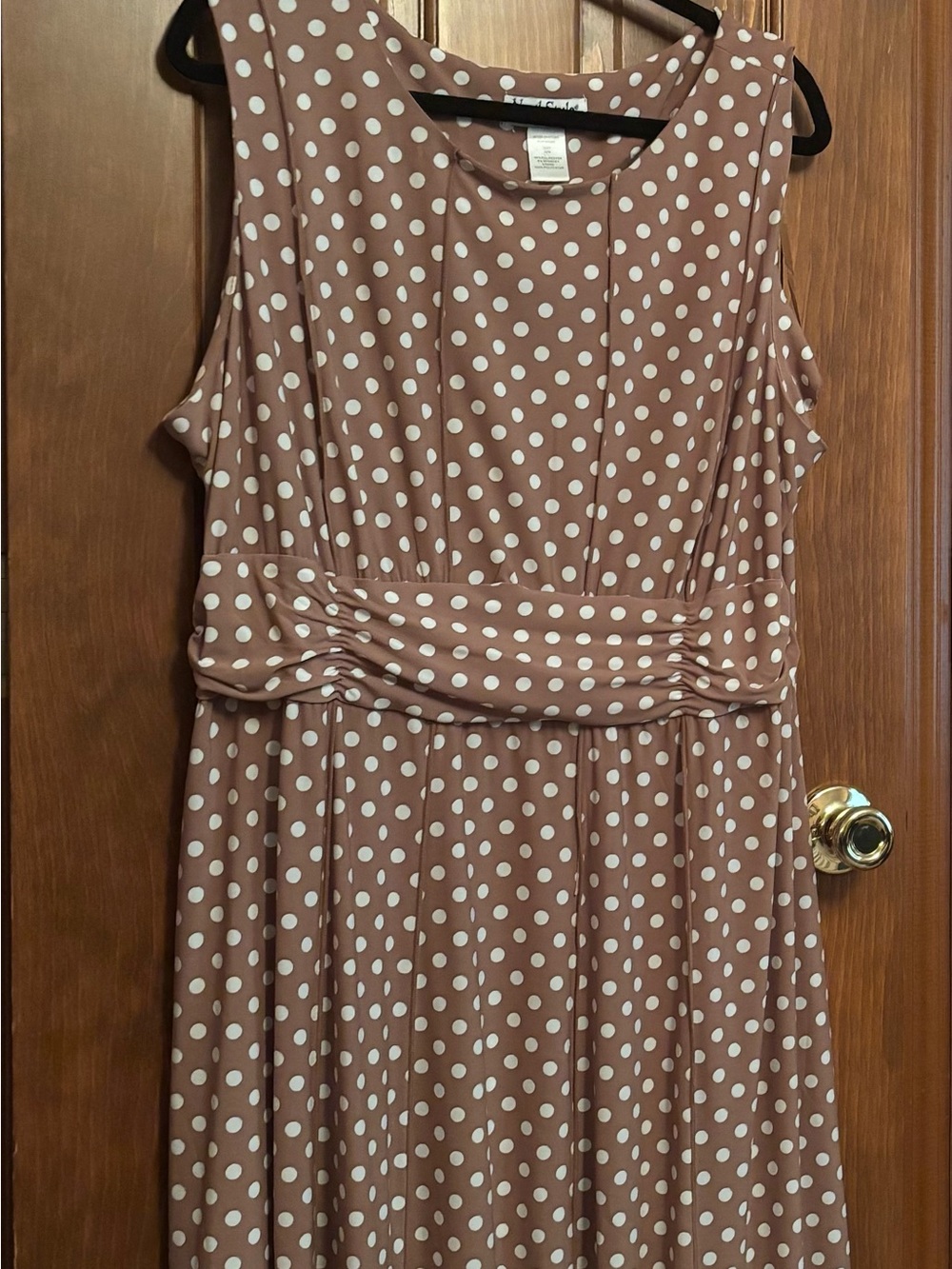 NorthStyle Polka Dot Midi Dress in Mauve Brown and White
